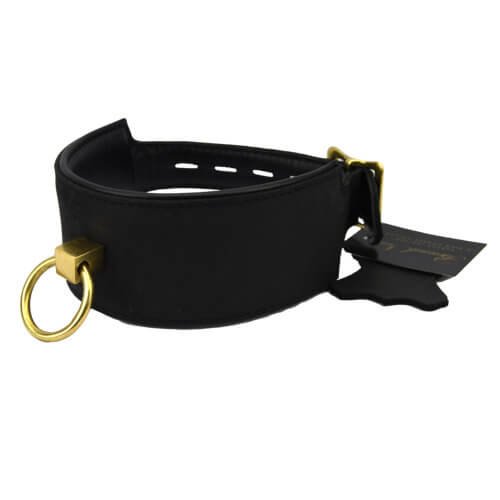 Bound Noir Nubuck Leather Collar with O Ring - Image 3